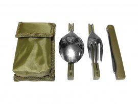 Faltbares Camping-Besteck MFH mit Etui