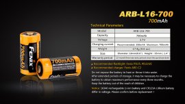 Wiederaufladbare Batterie Fenix RCR123A/16340 (Li-Ion) 3