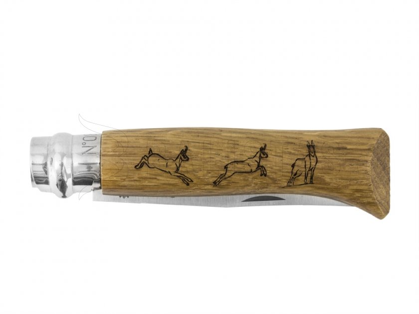 Messer Opinel 8 Klappmesser Inox Buche Motiv Gämse 4