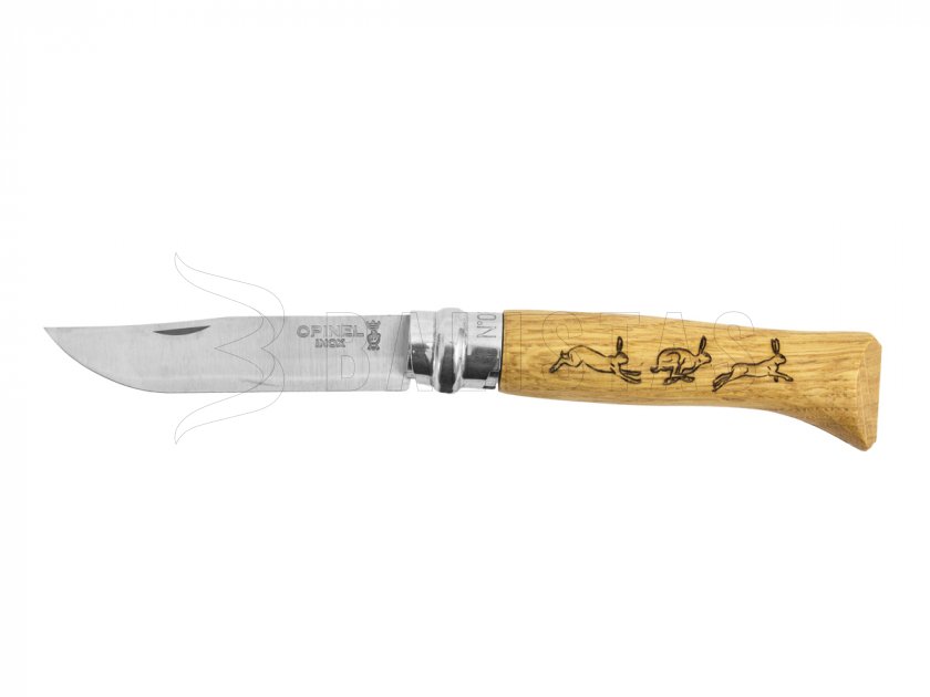 Messer Opinel 8 Klappmesser Inox Buche Motiv Hase