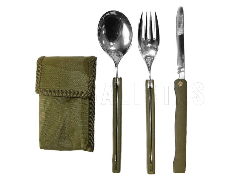 Faltbares Camping-Besteck MFH mit Etui