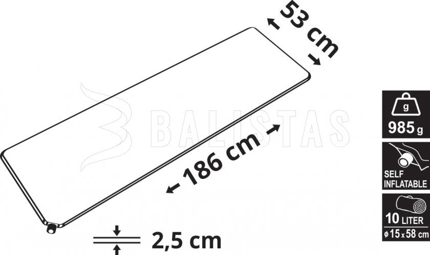 Selbstaufblasende Isomatte Cattara 2,5cm blau