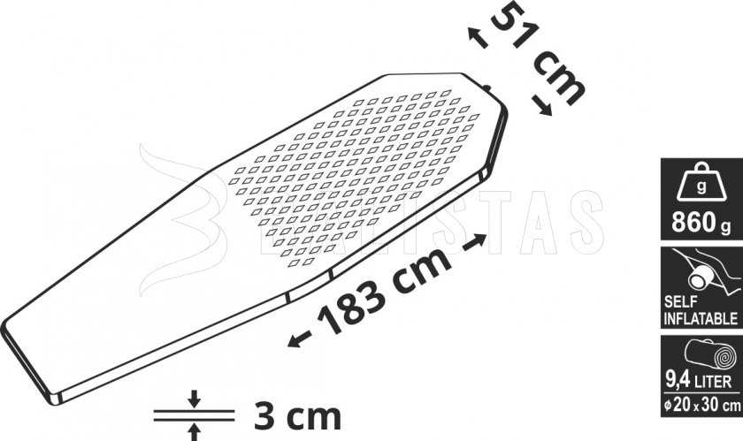Selbstaufblasende Auto-Matratze Cattara 3cm orange