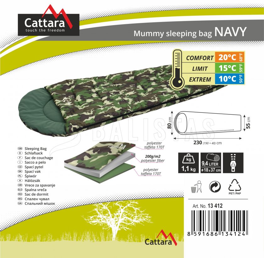 Mumienschlafsack Navy 200cm