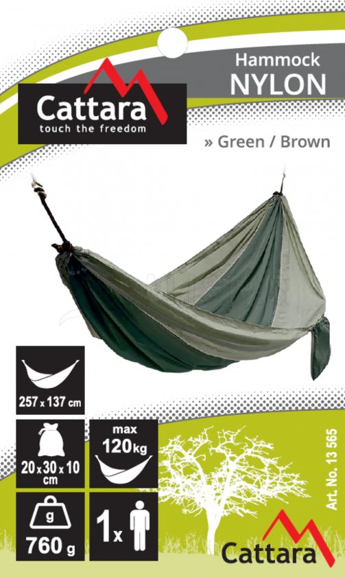 Hängematte NYLON 275x137 cm grün-braun 4