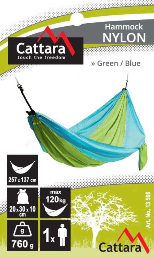 Hängematte NYLON 275x137 cm grün-blau 4