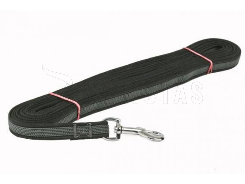 Stopovací lano Dogtrace silberne Schnalle 12mm,10m schwarz
