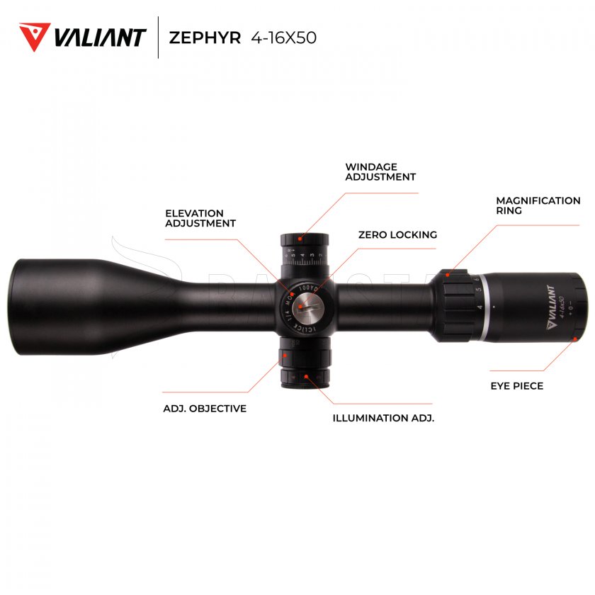 Zielfernrohr Valiant Zephyr 4-16x50 SF SIR Mil Dot