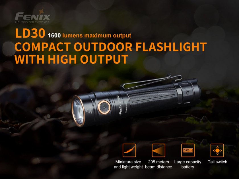 Taschenlampe Fenix LD30 + USB-Akku 3500 mAh