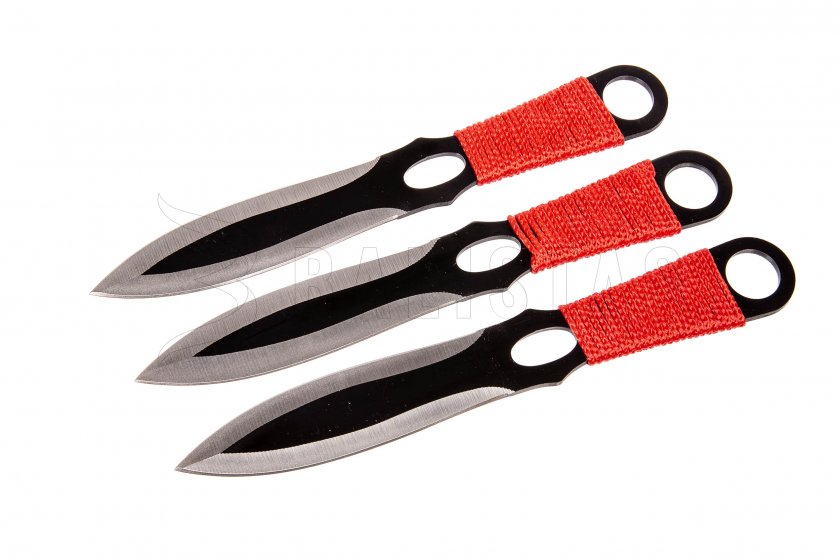 Satz Wurfmesser Kandar rotes Paracord (82)