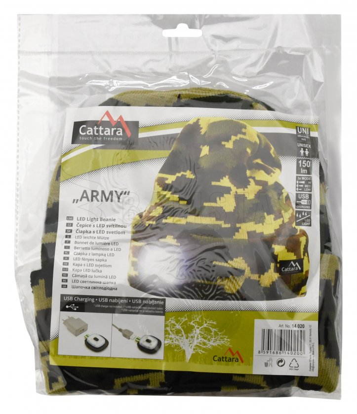 Mütze ARMY mit LED-Lampe USB aufladbar 10