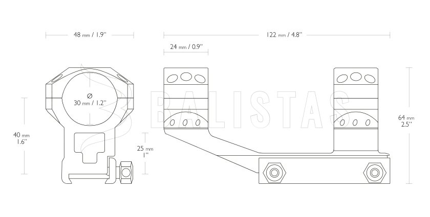 Montage Hawke Tactical AR Cantilever 22mm/30mm, hoch, einteilig 2