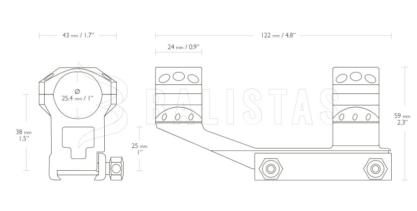 Montage Hawke Tactical AR Cantilever 22mm/25,4mm, hoch, einteilig
