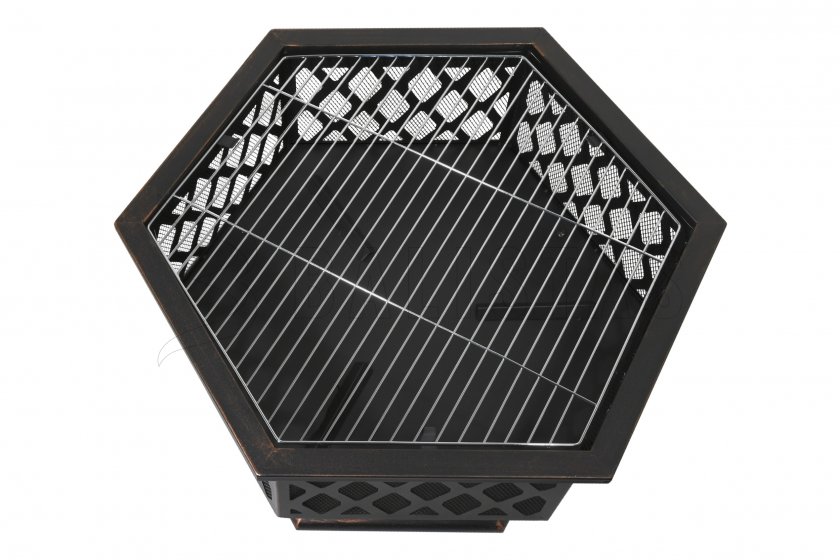 Feuerstelle HEXAGON copper patina mit Deckel