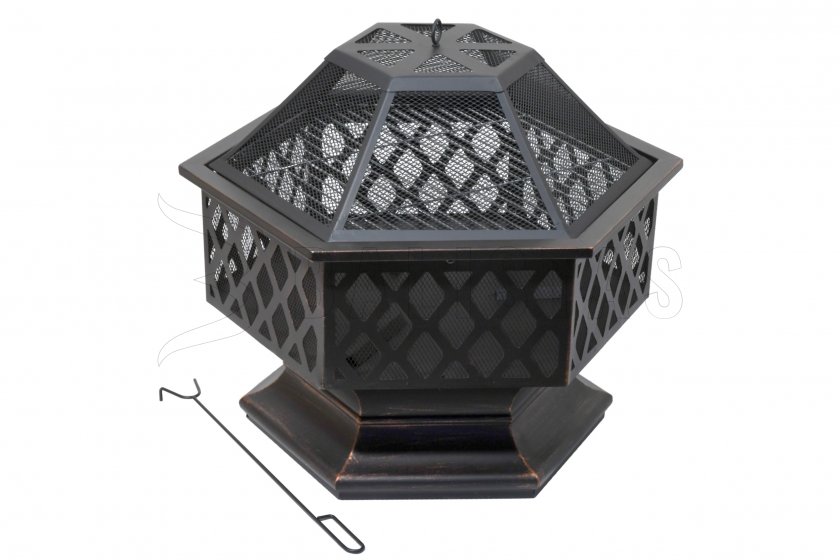 Feuerstelle HEXAGON copper patina mit Deckel
