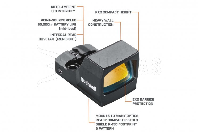 Kompakt-Kolimator Bushnell RXC-200 Compact 1x21 Reflex schwarz