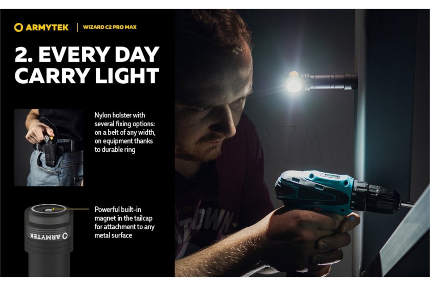 Stirnlampe Armytek Wizard C2 Pro MAX Warmes Licht