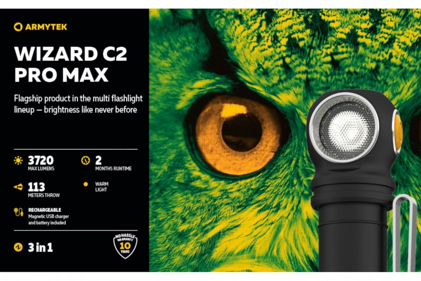 Stirnlampe Armytek Wizard C2 Pro MAX Warmes Licht
